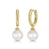 18ct Yellow Gold Vermeil Pearl Drop Hoop Earrings