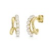 18ct Yellow Gold Vermeil Double Row Pearl Hoop Earrings