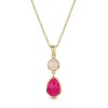 18ct Yellow Gold Vermeil Pink Fuchsia & Pink Opal Pendant