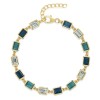 18ct Yellow Gold Vermeil Blue Topaz, Blue Black Jade & Green White Jade Bracelet