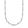 18ct Yellow Gold Vermeil Blue Topaz, Blue Black Jade & Green White Jade Necklet