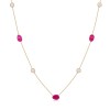 18ct Yellow Gold Vermeil Pink Fuchsia & Opal 24" Necklet