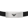 Emporio Armani Essential Stainless Steel & Black Silicone Mens Logo Bracelet EGS2996040