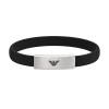 Emporio Armani Essential Stainless Steel & Black Silicone Mens Logo Bracelet EGS2996040