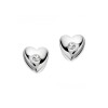 Silver Diamond Heart Stud Earrings
