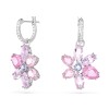 Swarovski Gema Mixed Cut Pink Flower Drop Earrings