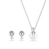 Swarovski Matrix Rhodium Plated Crystal Pearl Earring & Pendant Set 5689624