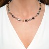 Coeur De Lion Geocube Grey and Rose Crystal Beaded Necklace 4015/10-0730