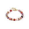 Coeur De Lion GeoCUBE® Gold Tone Carnelian & Smoky Quartz Bracelet 3039/30-0316