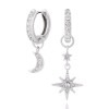 Olivia Burton Celestial Moon & North Star Silver Huggie Hoops OBJCLE38