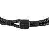 BOSS Jewellery Seal Black Leather Mens Bracelet 1580047M