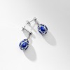 Faberg&eacute; Heritage White Gold Royal Blue Guilloch&eacute; Enamel Egg Drop Earrings 389EA1412