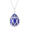 Fabergé Heritage Yelagin White Gold Diamond & Royal Blue Guilloché Enamel Egg Pendant 2
