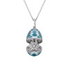 Fabergé Heritage White Gold Teal Guilloché Enamel Snowflake Surprise Locket Pendant 1151FP1919
