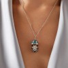 Faberg&eacute; Heritage White Gold Teal Guilloch&eacute; Enamel Snowflake Surprise Locket Pendant 1151FP1919
