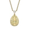 Fabergé Heritage Yellow Gold White Guilloché Enamel Petite Egg Pendant 1152FP1445