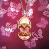 Fabergé Essence Rose Gold Ruby & Pink Lacquer Butterfly Surprise Locket Pendant 1258FP2394