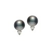 Mikimoto 18ct White Gold 9mm A+ Black Pearl & 0.20ct Diamond Earrings PES 902BD W 