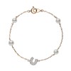 Mikimoto 5.5mm Pearl and Diamond Horseshoe Chain Bracelet PD 259D Z