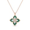 Roberto Coin Princess Flower 4.44ct Malachite 0.19ct Diamond Pendant Necklace