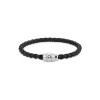 Montblanc Steel 3 Rings Closing and Black Leather Bracelet 130896