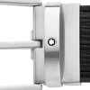 Montblanc Horseshoe Buckle Printed Black 40mm Leather Belt MB131172