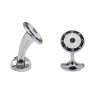 Deakin & Francis Vitreous Enamel Sterling Silver Round Black And Clear Cufflinks