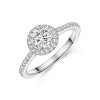 Platinum Lab Grown 0.75ct Round Brilliant Diamond Halo Shoulders Ring