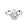 Platinum Lab Grown 1.25ct Round Brilliant Diamond Halo Ring with Shoulders