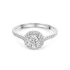 Platinum Round Brilliant 0.75ct Lab Grown Diamond Halo Ring with Diamond Set Shoulders