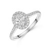 Platinum Lab Grown 1.00ct Oval Diamond Halo Ring with Shoulders