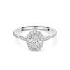 Platinum Lab Grown 1.00ct Oval Diamond Halo Ring with Shoulders