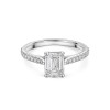Platinum 1.00ct Emerald Cut Lab Grown Diamond Solitaire Ring with Diamond Shoulders 1.25ct