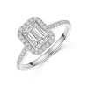 Platinum Lab Grown 1.25ct Emerald Cut Halo Diamond Ring with Shoulders