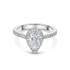 Platinum Lab Grown 0.75ct Pear Diamond Halo Shoulders Ring
