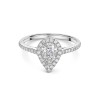 Platinum 1.00ct Pear Cut Lab Grown Diamond Halo Ring with Diamond Shoulders