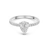 9ct White Gold Pear Shape 1.00ct Lab Grown Diamond 3 Claw Ring with Diamond Shoulders