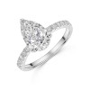 9ct White Gold Pear Shape 2.00ct Lab Diamond 3 Claw Diamond Shoulder Solitaire