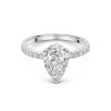 9ct White Gold Pear Shape 2.00ct Lab Diamond 3 Claw Diamond Shoulder Solitaire