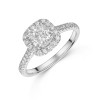 Platinum Cushion Cut 1ct Lab Grown Diamond Halo Ring with Diamond Shoulders