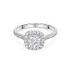 Platinum Cushion Cut 1ct Lab Grown Diamond Halo Ring with Diamond Shoulders