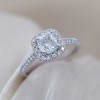 Platinum Cushion Cut 1ct Lab Grown Diamond Halo Ring with Diamond Shoulders