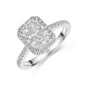 Platinum Lab Grown 2.00ct Radiant Diamond Halo Shoulders Ring