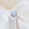 Platinum 2.25ct Radiant Cut Lab Grown Diamond Solitaire Halo Ring with Diamond Shoulders