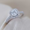 Platinum 2.25ct Radiant Cut Lab Grown Diamond Solitaire Halo Ring with Diamond Shoulders