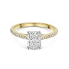 18ct Yellow Gold Radiant Cut 1.50ct Lab Grown Diamond 4 Claw Ring with Diamond Shoulders