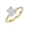 18ct Yellow Gold Radiant Cut 1.50ct Lab Grown Diamond 4 Claw Ring with Diamond Shoulders