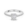 Platinum Radiant Cut 1.50ct Lab Grown Diamond 4 Claw Ring with Diamond Shoulders
