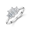 Platinum Lab Grown 1.50ct Emerald Diamond 3 Stone Ring