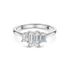 Platinum Lab Grown 1.50ct Emerald Diamond 3 Stone Ring